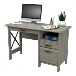 47" W Smoke Oak 2 Drawer Computer Desk with Slide-out Keyboard Tray by Inval -EVERGLADE HOME Shop smoke oak inval computer desks es 16503 40 1000