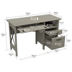 47" W Smoke Oak 2 Drawer Computer Desk with Slide-out Keyboard Tray by Inval -EVERGLADE HOME Shop smoke oak inval computer desks es 16503 c3 1000