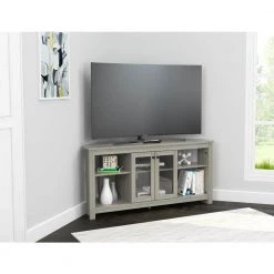 50 in. Smoked Oak Wood Corner TV Stand Fits TVs Up to 60 in. with Adjustable Shelves by Inval 13 50 in. Smoked Oak Wood Corner TV Stand Fits TVs Up to 60 in. with Adjustable Shelves by Inval -EVERGLADE HOME Shop smoke oak inval tv stands mtv 20019 31 1000