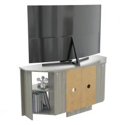 50 in. Smoked Oak Wood Corner TV Stand Fits TVs Up to 60 in. with Adjustable Shelves by Inval 10 50 in. Smoked Oak Wood Corner TV Stand Fits TVs Up to 60 in. with Adjustable Shelves by Inval -EVERGLADE HOME Shop smoke oak inval tv stands mtv 20019 66 1000