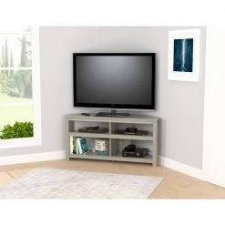 50 in. Smoked Oak Wood Corner TV Stand Fits TVs Up to 60 in. with Cable Management by Inval -EVERGLADE HOME Shop smoked oak inval tv stands mtv 17019 31 1000