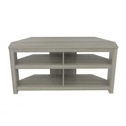 50 in. Smoked Oak Wood Corner TV Stand Fits TVs Up to 60 in. with Cable Management by Inval