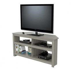 50 in. Smoked Oak Wood Corner TV Stand Fits TVs Up to 60 in. with Cable Management by Inval -EVERGLADE HOME Shop smoked oak inval tv stands mtv 17019 c3 1000
