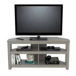 50 in. Smoked Oak Wood Corner TV Stand Fits TVs Up to 60 in. with Cable Management by Inval -EVERGLADE HOME Shop smoked oak inval tv stands mtv 17019 fa 1000