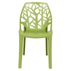 Cornelia Modern Spring Cut-Out Tree Design Stackable Dining Side Chair Solid Green (Set of 4) by Leisuremod -EVERGLADE HOME Shop solid green leisuremod dining chairs c18sg4 c3 1000