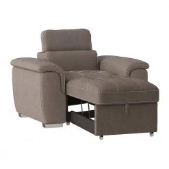 Warrick Taupe Microfiber Accent Chair with Pull-out Ottoman by EVERGLADE HOME -EVERGLADE HOME Shop taupe everglade home accent chairs lx 8228tp 1 fa 1000