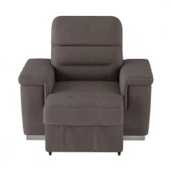 Wystan Taupe Textured Microfiber Accent Chair with Pull-out Ottoman by EVERGLADE HOME