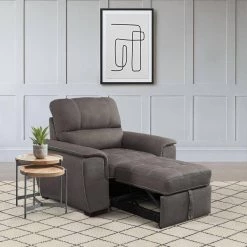 Maja Taupe Textured Microfiber Accent Chair with Pull-out Ottoman by EVERGLADE HOME -EVERGLADE HOME Shop taupe everglade home accent chairs lx 9858tp 1 31 1000