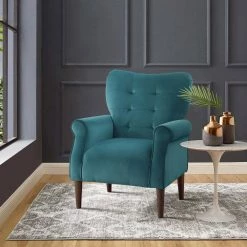 Cecily Teal Velvet Tufted Back Club Accent Chair by EVERGLADE HOME -EVERGLADE HOME Shop teal everglade home accent chairs lx 1046tl 1 31 1000