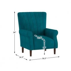Carlson Teal Velvet Club Channel Tufted Back Accent Chair by EVERGLADE HOME -EVERGLADE HOME Shop teal everglade home accent chairs lx 1047tl 1 44 1000