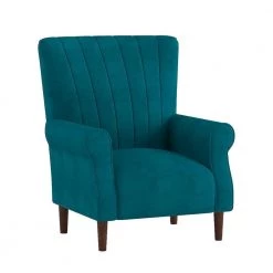 Carlson Teal Velvet Club Channel Tufted Back Accent Chair by EVERGLADE HOME -EVERGLADE HOME Shop teal everglade home accent chairs lx 1047tl 1 c3 1000