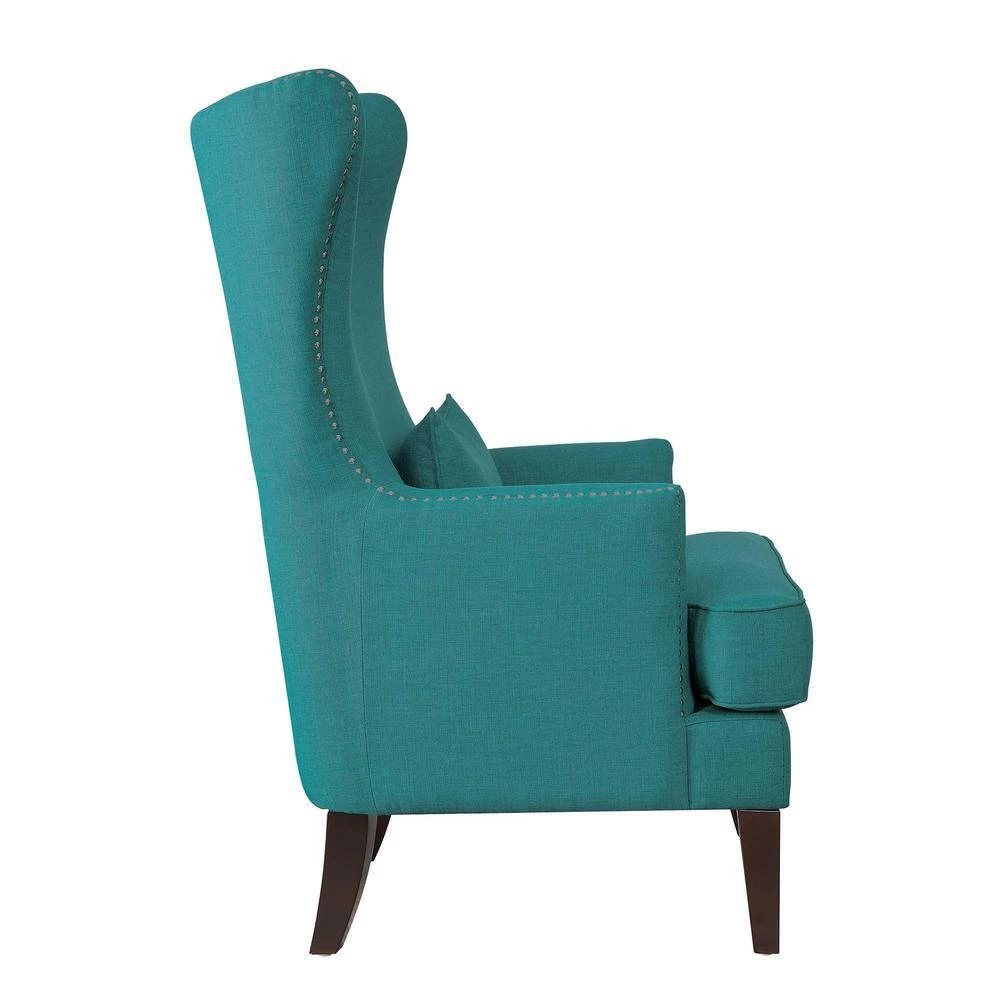 Rheit Teal Textured Upholstery Wingback Accent Chair by EVERGLADE HOME 5 Rheit Teal Textured Upholstery Wingback Accent Chair by EVERGLADE HOME - Image 5
