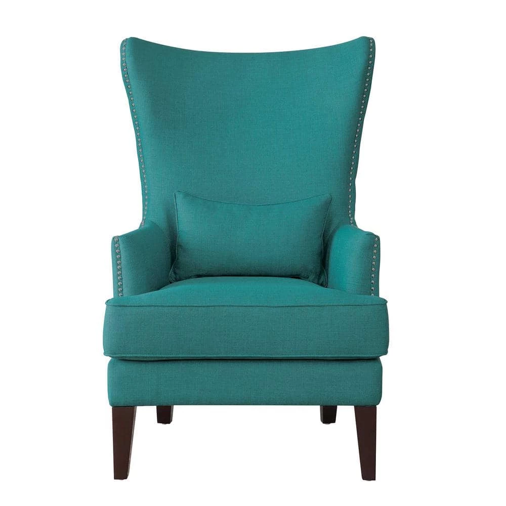 Rheit Teal Textured Upholstery Wingback Accent Chair by EVERGLADE HOME 1 Rheit Teal Textured Upholstery Wingback Accent Chair by EVERGLADE HOME