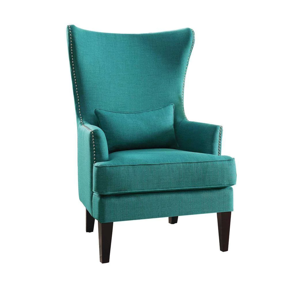 Rheit Teal Textured Upholstery Wingback Accent Chair by EVERGLADE HOME 3 Rheit Teal Textured Upholstery Wingback Accent Chair by EVERGLADE HOME - Image 3
