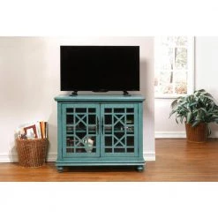 Elegant Teal Composite TV Stand Fits TVs Up to 42 in. with Removable Shelves by Martin Svensson Home -EVERGLADE HOME Shop teal martin svensson home tv stands 91031 1f 1000