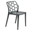 Dynamic Plastic Modern Honey Comb Design Kitchen and Dining Side Chair Transparent Black by Leisuremod