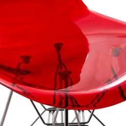 Cresco Modern Plastic Molded Dining Side Chair With Eiffel Chrome Legs Transparent Red Set of 2 by Leisuremod -EVERGLADE HOME Shop transparent red leisuremod dining chairs cr19tr2 44 1000