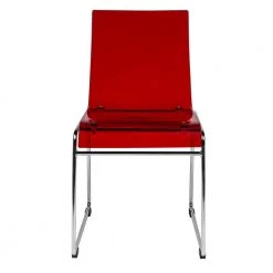Lima Mid-Century Modern Acrylic Lightweight Kitchen & Dining Side Chair Set of 2 In Transparent Red by Leisuremod -EVERGLADE HOME Shop transparent red leisuremod dining chairs lc19tr2 c3 1000