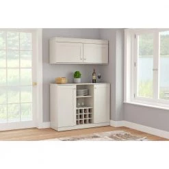 2-Piece Washed Oak Buffet with Wine Storage by Inval -EVERGLADE HOME Shop washed oak inval bar cabinets bf gp1 4f 1000