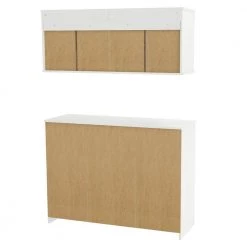 2-Piece Washed Oak Buffet with Wine Storage by Inval -EVERGLADE HOME Shop washed oak inval bar cabinets bf gp1 66 1000