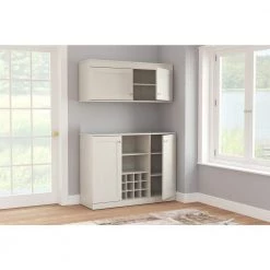 2-Piece Washed Oak Buffet with Wine Storage by Inval -EVERGLADE HOME Shop washed oak inval bar cabinets bf gp1 77 1000