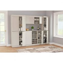4-Piece Buffet with Wine Storage in Washed Oak by Inval -EVERGLADE HOME Shop washed oak inval bar cabinets bf gp4 31 1000