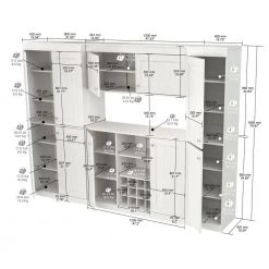 4-Piece Buffet with Wine Storage in Washed Oak by Inval -EVERGLADE HOME Shop washed oak inval bar cabinets bf gp4 4f 1000