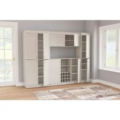 4-Piece Buffet with Wine Storage in Washed Oak by Inval -EVERGLADE HOME Shop washed oak inval bar cabinets bf gp4 77 1000