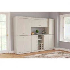 4-Piece Buffet with Wine Storage in Washed Oak by Inval -EVERGLADE HOME Shop washed oak inval bar cabinets bf gp4 c3 1000