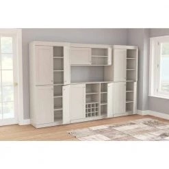 4-Piece Buffet with Wine Storage in Washed Oak by Inval -EVERGLADE HOME Shop washed oak inval bar cabinets bf gp5 77 1000