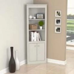 70.02 in. Washed Oak Wood 5-shelf Standard Corner Unit Bookcase with Double Door Storage by Inval 7 70.02 in. Washed Oak Wood 5-shelf Standard Corner Unit Bookcase with Double Door Storage by Inval -EVERGLADE HOME Shop washed oak inval bookcases bookshelves be 9204 31 1000