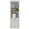 70.02 in. Washed Oak Wood 5-shelf Standard Corner Unit Bookcase with Double Door Storage by Inval
