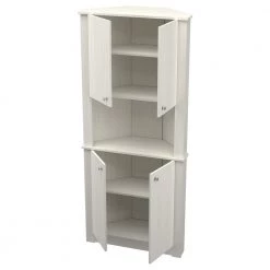 72.05 in. Washed Oak Wood 3-shelf Corner Bookcase by Inval