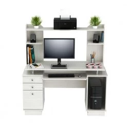 59.45 in. Washed Oak Rectangular 2 -Drawer Computer Desk with Hutch by Inval -EVERGLADE HOME Shop washed oak inval computer desks cc 5901 77 1000