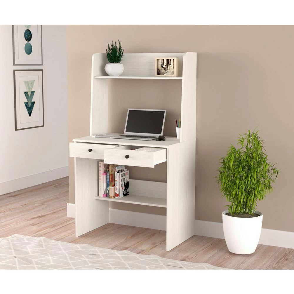 31.5" W Washed Oak Computer Desk with 2 drawers by Inval 6 31.5" W Washed Oak Computer Desk with 2 drawers by Inval - Image 6