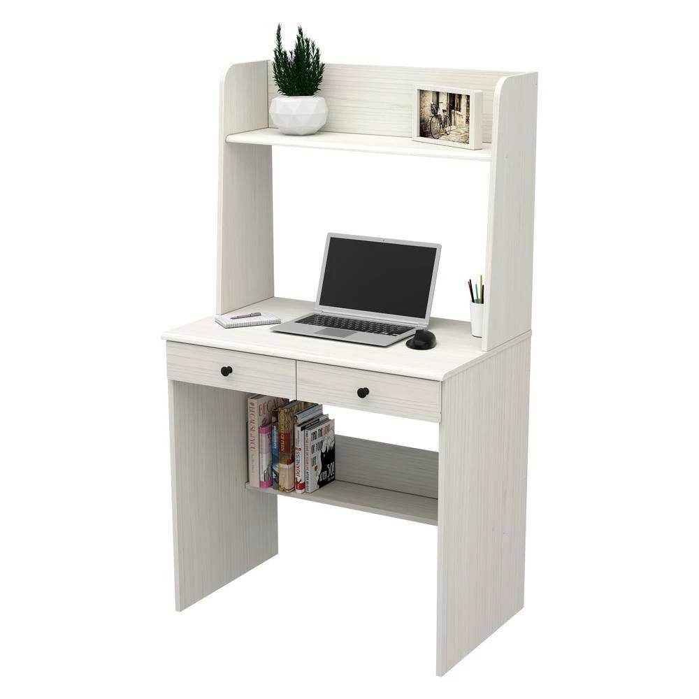 31.5" W Washed Oak Computer Desk with 2 drawers by Inval 3 31.5" W Washed Oak Computer Desk with 2 drawers by Inval - Image 3