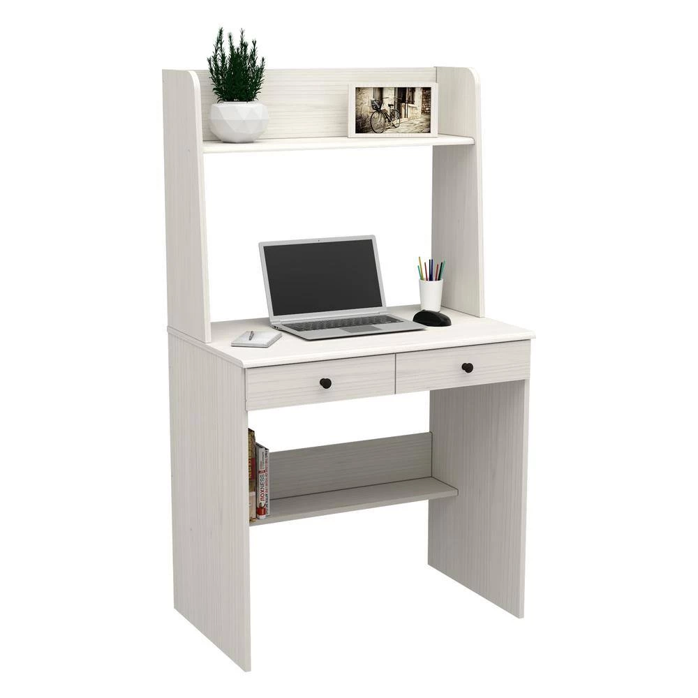 31.5" W Washed Oak Computer Desk with 2 drawers by Inval 2 31.5" W Washed Oak Computer Desk with 2 drawers by Inval - Image 2