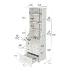 23.7 in. Washed Oak Rectangular 3 -Drawer Computer Desk with Shelves by Inval -EVERGLADE HOME Shop washed oak inval computer desks ce 7601 1f 1000