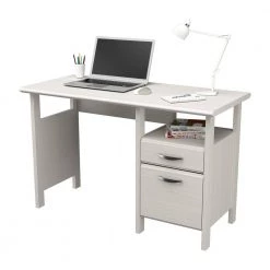 47" W Washed Oak 1 Drawer Computer Desk with Open Cubicle by Inval -EVERGLADE HOME Shop washed oak inval computer desks es 16403 40 1000
