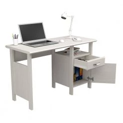 47" W Washed Oak 1 Drawer Computer Desk with Open Cubicle by Inval -EVERGLADE HOME Shop washed oak inval computer desks es 16403 77 1000