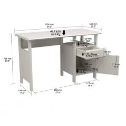 47" W Washed Oak 1 Drawer Computer Desk with Open Cubicle by Inval -EVERGLADE HOME Shop washed oak inval computer desks es 16403 c3 1000