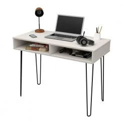 41.9 in. W Washed Oak Computer Desk with 2-Open Cubicles by Inval -EVERGLADE HOME Shop washed oak inval computer desks es 16903 40 1000