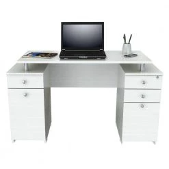 50.79 in. Washed Oak Rectangular 4 -Drawer Computer Desk with File Storage by Inval -EVERGLADE HOME Shop washed oak inval computer desks es 3203 1f 1000