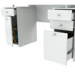 50.79 in. Washed Oak Rectangular 4 -Drawer Computer Desk with File Storage by Inval -EVERGLADE HOME Shop washed oak inval computer desks es 3203 77 1000