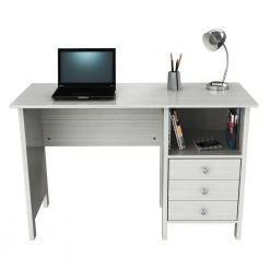 47.01 in. Washed Oak Rectangular 3 -Drawer Computer Desk with Shelf by Inval -EVERGLADE HOME Shop washed oak inval computer desks es 3303 4f 1000