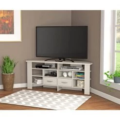 59.1 in. Washed Oak Wood Corner TV Stand Fits TVs up to 60 in. by Inval -EVERGLADE HOME Shop washed oak inval tv stands mtv 21619 31 1000