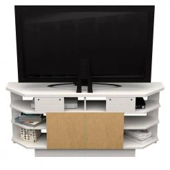 59.1 in. Washed Oak Wood Corner TV Stand Fits TVs up to 60 in. by Inval -EVERGLADE HOME Shop washed oak inval tv stands mtv 21619 66 1000