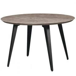 Ravenna 47 in. Modern Round Wood Dining Table with Metal Legs in Weathered Oak by Leisuremod