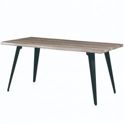 Ravenna Modern Rectangular Wood 63" Dining Table with Metal Legs in Weathered Oak by Leisuremod