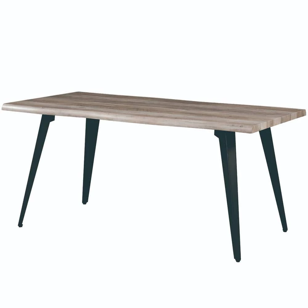 Ravenna Modern Rectangular Wood 63" Dining Table with Metal Legs in Weathered Oak by Leisuremod 1 Ravenna Modern Rectangular Wood 63" Dining Table with Metal Legs in Weathered Oak by Leisuremod